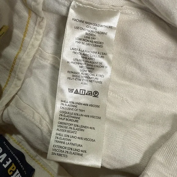 Maeve Anthropologie The Colette High Rise Linen Cotton Shorts Beige Size 28 - Picture 5 of 8